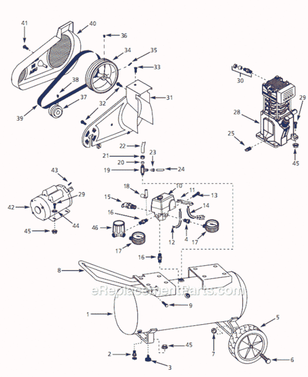 Page A Diagram and Parts List for VX811305 2000 Campbell Hausfeld Compressor